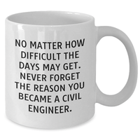 Load image into Gallery viewer, Civil Engineer Gifts from Friends, Family, or Coworkers - Inspirational White Coffee Mug for Men or Women, Father&#39;s Day Unique Gifts - Additional
