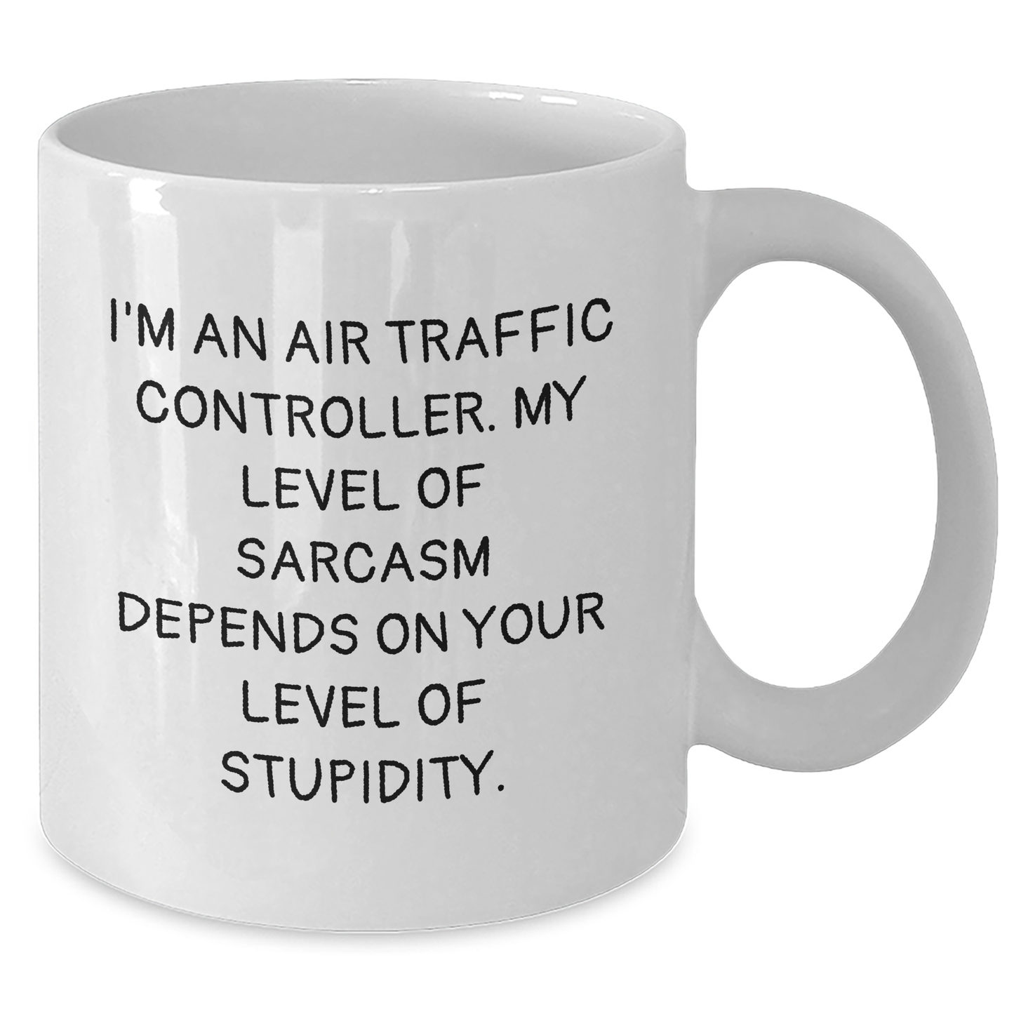 Air Traffic Controller Humor Gifts from Friends and Family - Funny White Coffee Mug for Men and Women - 'I'm An Air Traffic Controller. My Level Of Sarcasm Depends On Your Level Of Stupidity.' - Additional