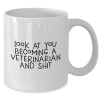 Load image into Gallery viewer, Funny Veterinarian White Coffee Mug Gifts from Men to Becoming a Vet Dad on Father&#39;s Day, &#39;Look At You&#39; - White 11oz or 15oz - Additional
