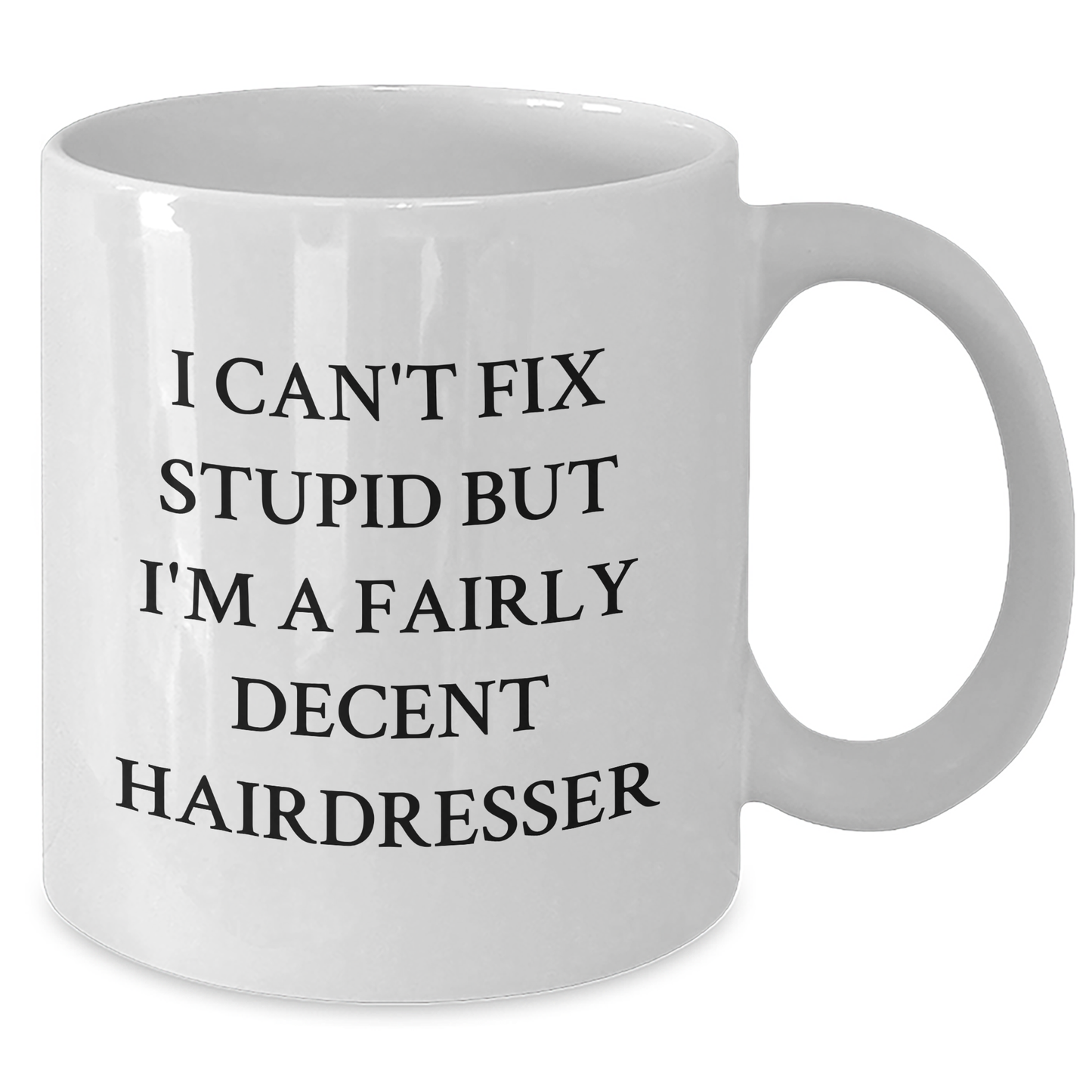 Funny Hairdresser Gifts from Friends - I Can't Fix Stupid But I'm A Fairly Decent Hairdresser White Coffee Mug for Hairdresser Graduation - Additional