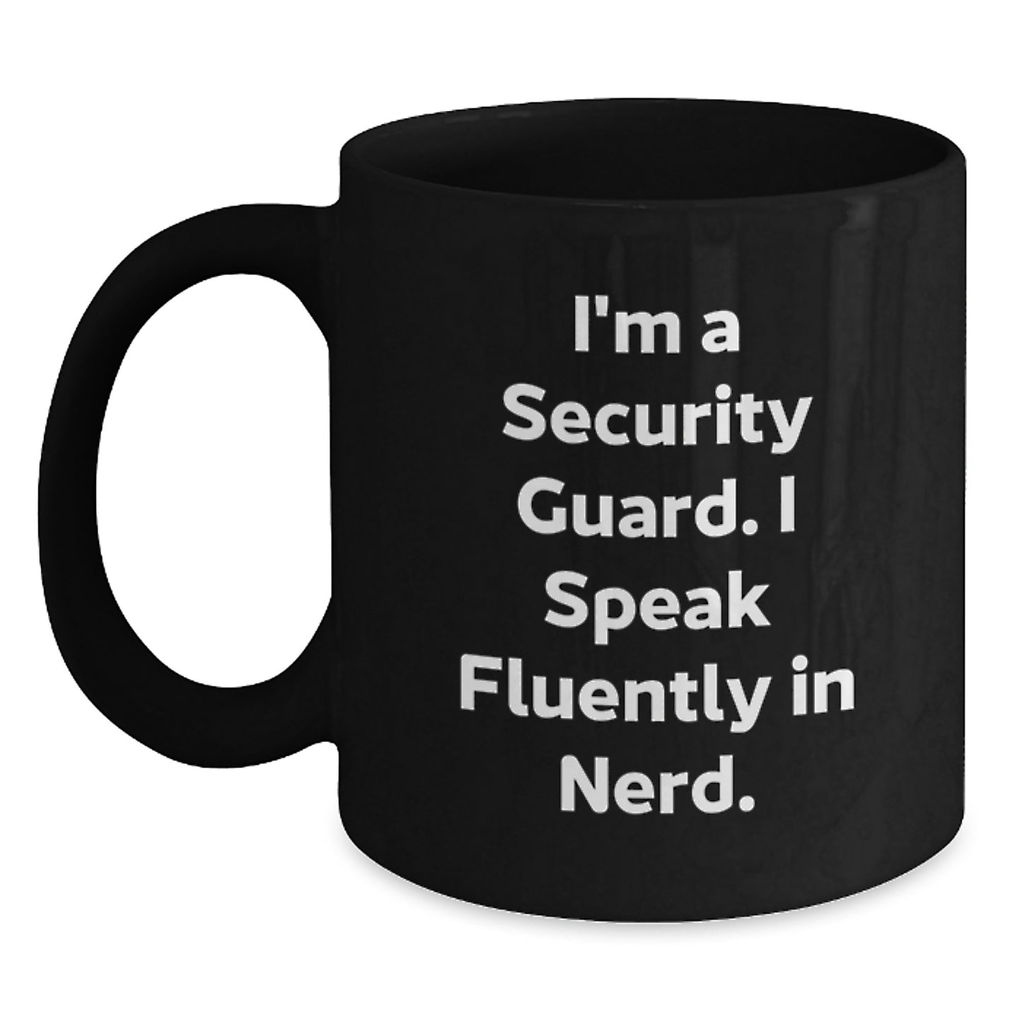 Security Guard Funny Mugs Gifts from Friends for Men, Black Ceramic Coffee Mug, 'I Speak Fluently In genius' Quote, Graduation Unique Gifts - Main