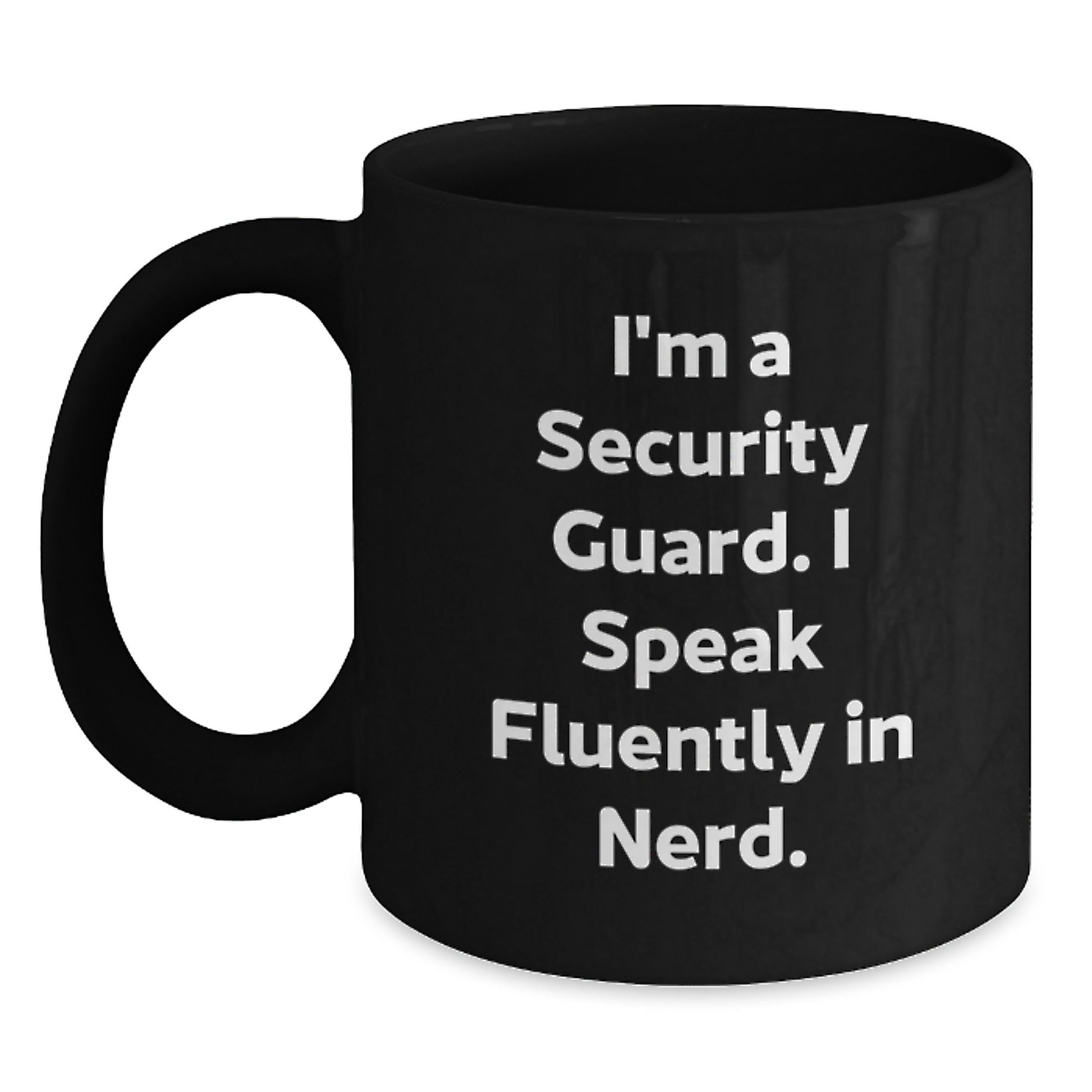 Security Guard Funny Mugs Gifts from Friends for Men, Black Ceramic Coffee Mug, 'I Speak Fluently In genius' Quote, Graduation Unique Gifts - Main