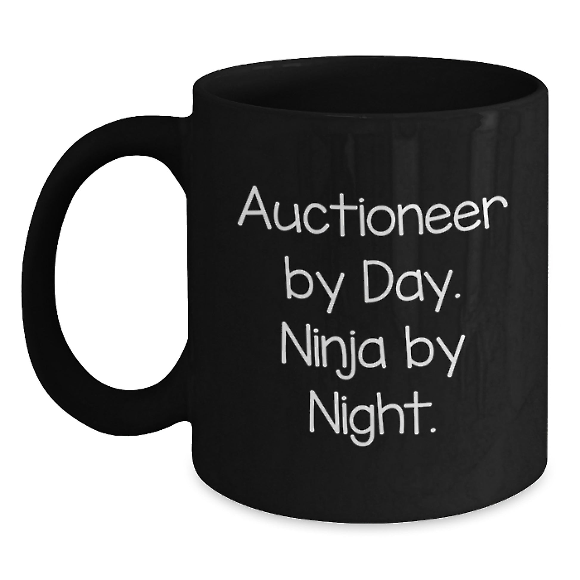 Funny Auctioneer Gifts for Men, Auctioneer By Day Ninja By Night Valentine's Black Coffee Mug, Unique Gifts from Friends to Auctioneer - Main