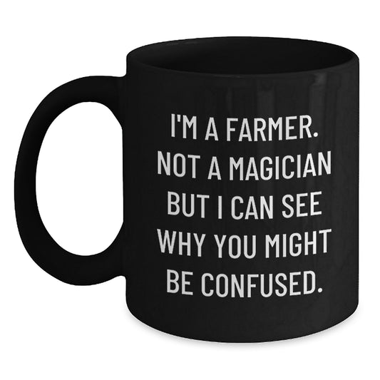 Funny Farmer Gifts for Men Black Coffee Mug Graduation Unique from Friends - Main