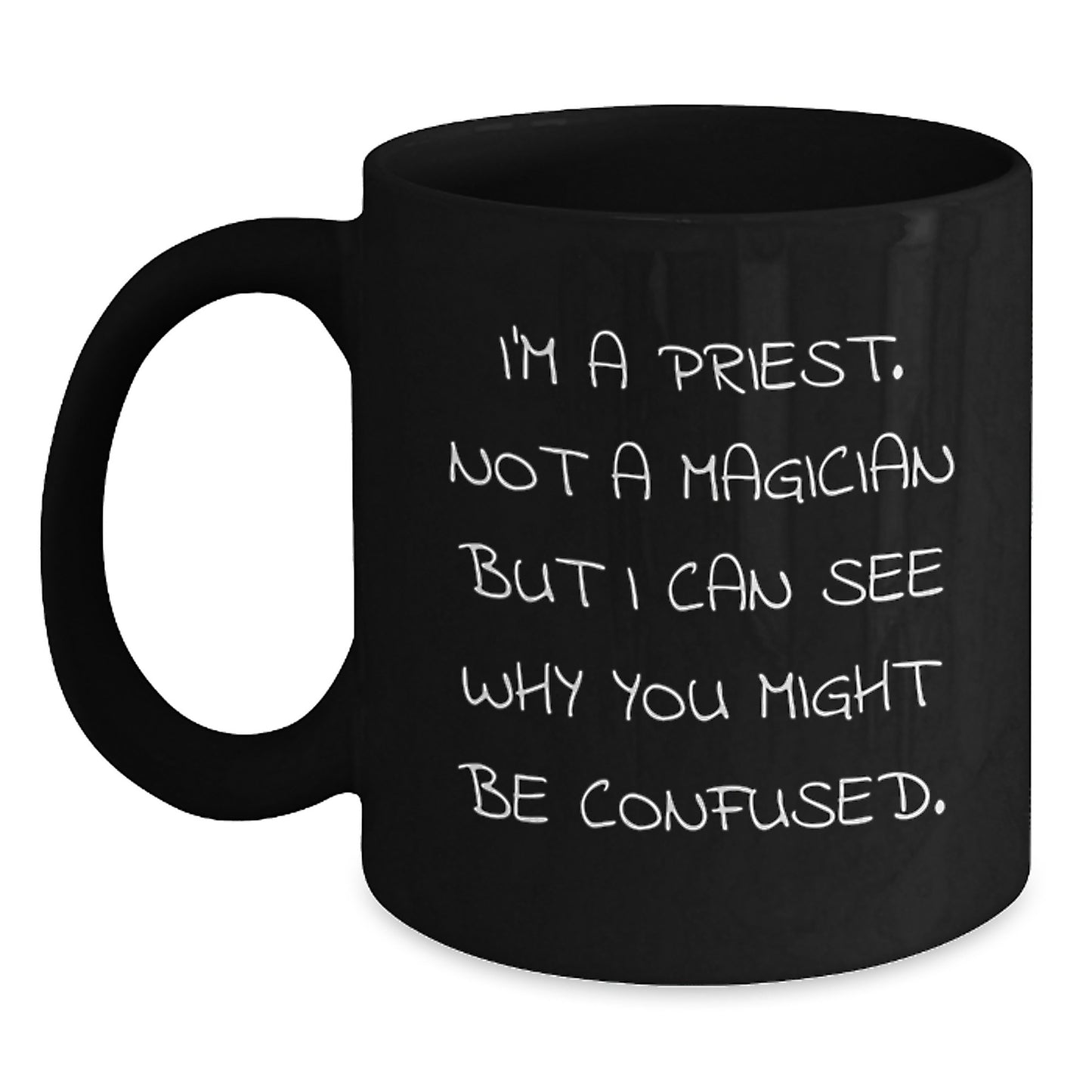 Priest Keepsake Black Coffee Mug for Him 11oz Ceramic Birthday Gift - Main