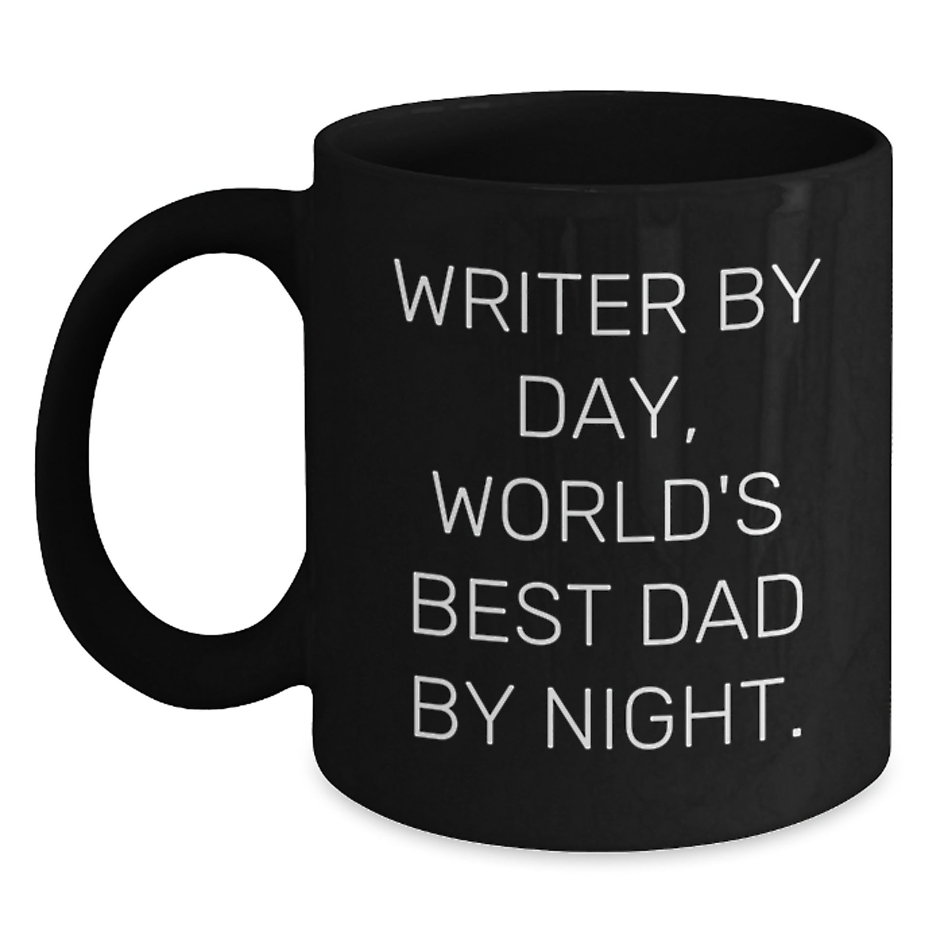 Funny Writer Gifts for Him, Valentine's Unique Mugs from Dad to Son, Black Coffee Mug, 'Writer By Day, World's Best Dad By Night. - Main