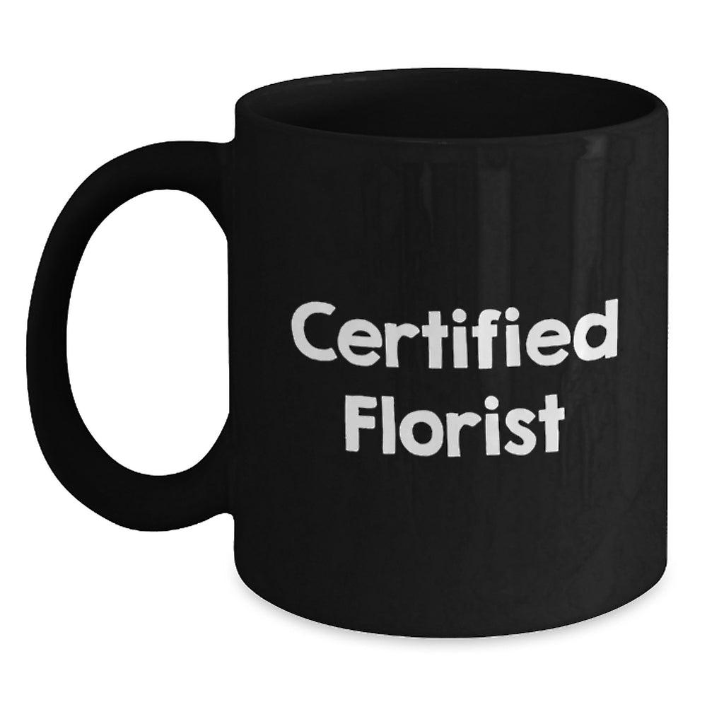 Funny Florist Gifts from Friends for Florist Graduation Black Coffee Mug, 'Wishing You a Bouquet of Success', Microwave and Dishwasher Safe - Main