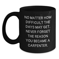 Load image into Gallery viewer, Funny Gifts from Friends to Family Carpenter Unique Black Coffee Mug - Never Forget Your Passion - Main
