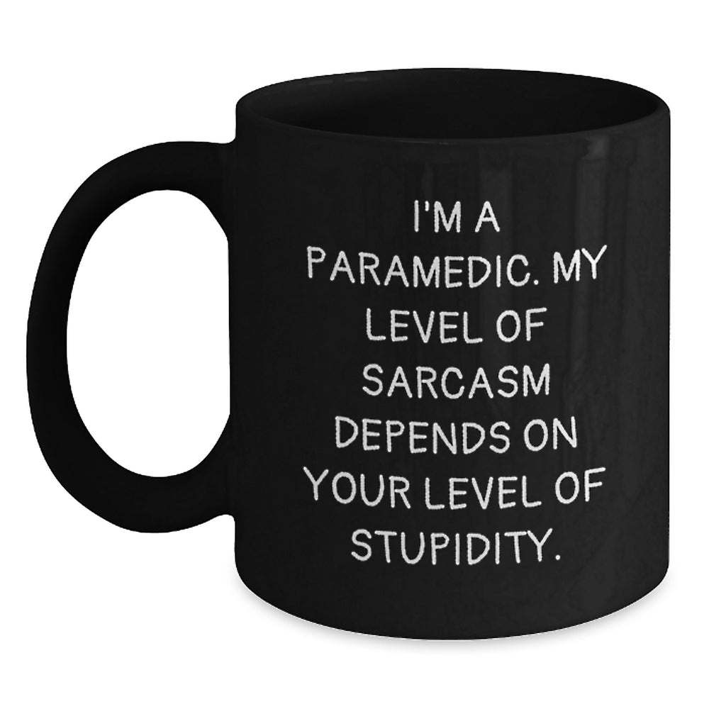 Funny Rescue Worker Gifts from Men to Rescue Workers, Unique Christmas Unique Rescue Worker Black Coffee Mug Sarcasm Levels - Main