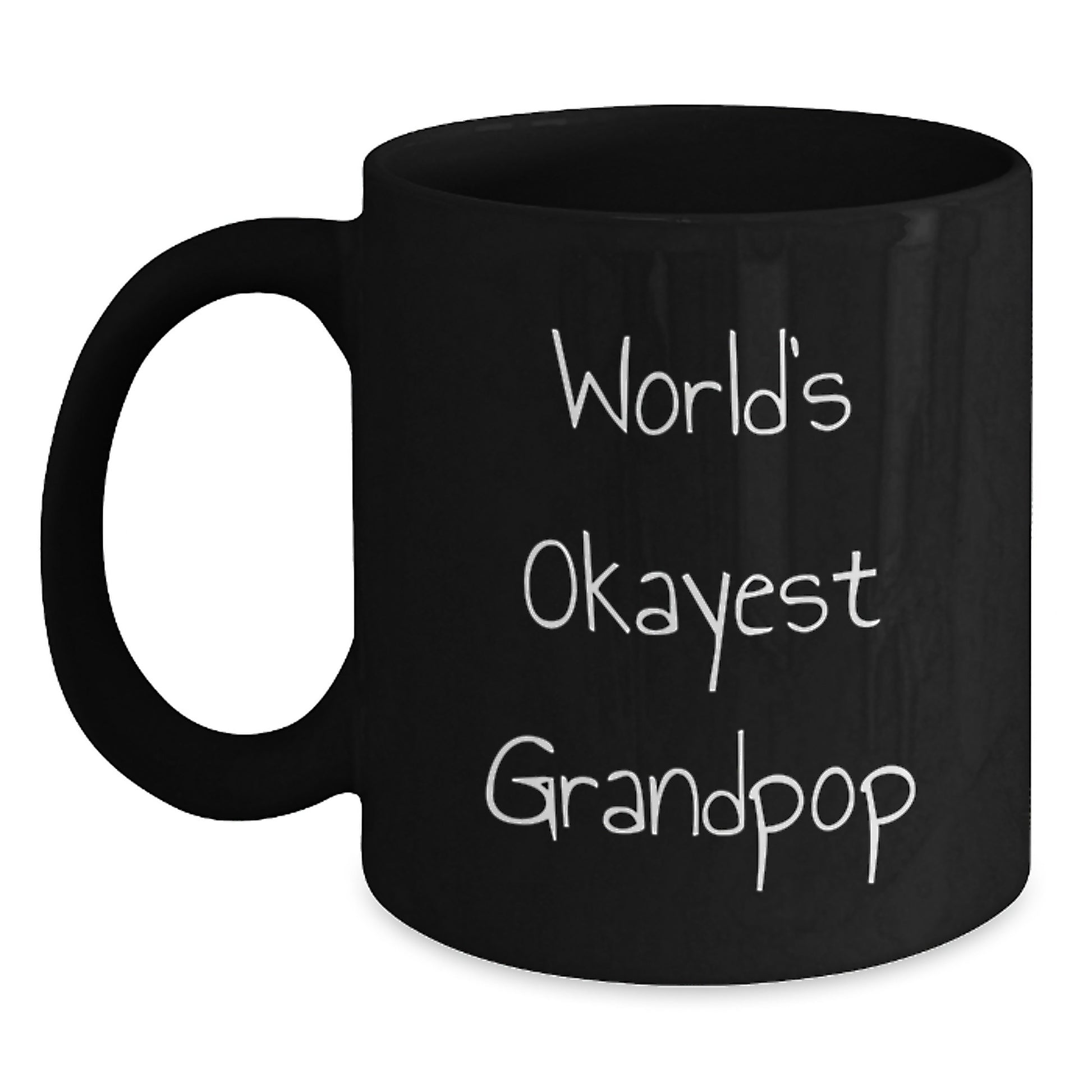 Funny Grandpop Gifts for Men, Black Coffee Mug, 'World's Okayest' Quote, Unique Birthday Unique Gifts from Family - Main