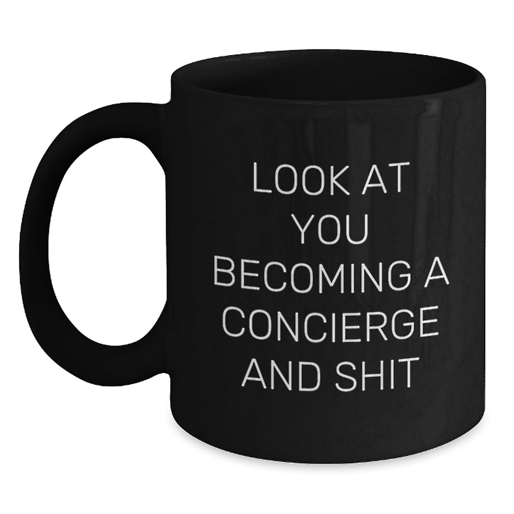 Concierge Gifts from Friends - Funny Quote Black Coffee Mugs for Graduation - Gifts for Concierge, Men, Women, Friends, Coworkers, Family - Main