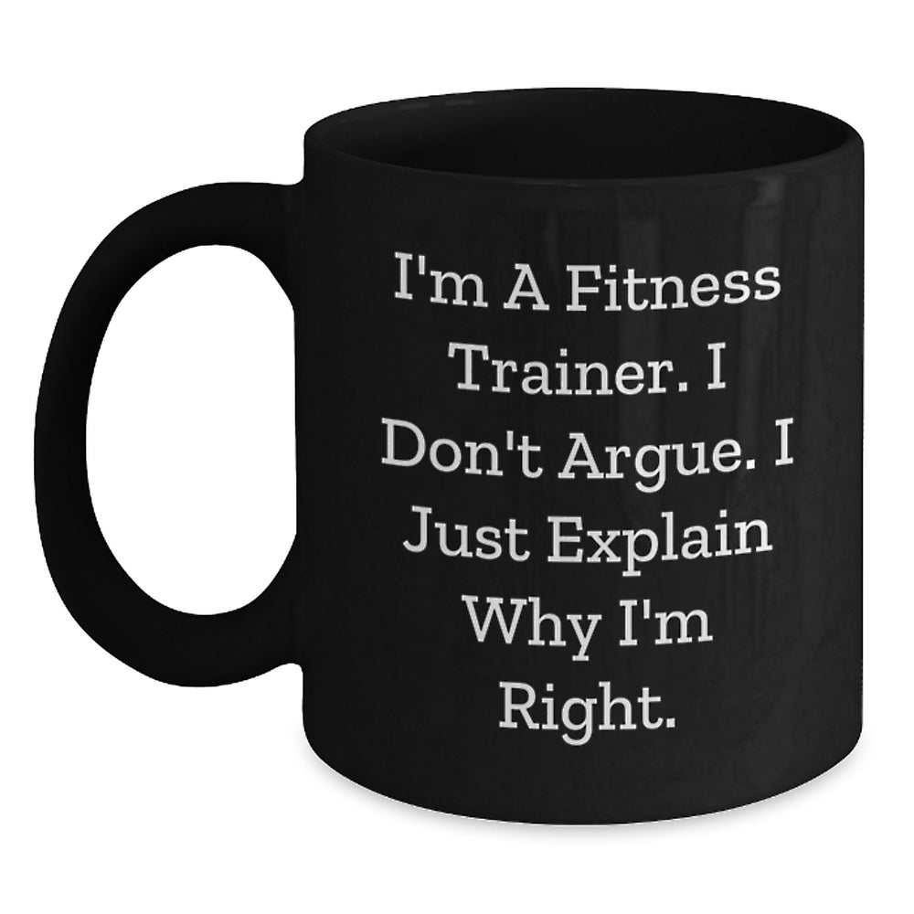 Fitness Trainer Humor Gifts from Friends for Graduation Unique Gifts, Funny Black Coffee Mug - Main