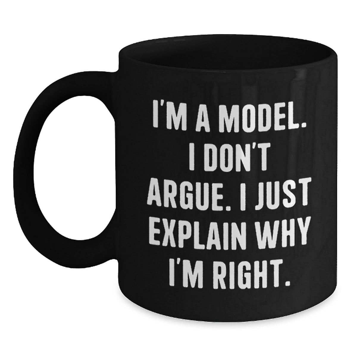 Funny Model Gifts, 'I Don't Argue, I Just Explain Why I'm Right' Black Coffee Mugs for Graduation from Friends, Coworkers, or Family - Main