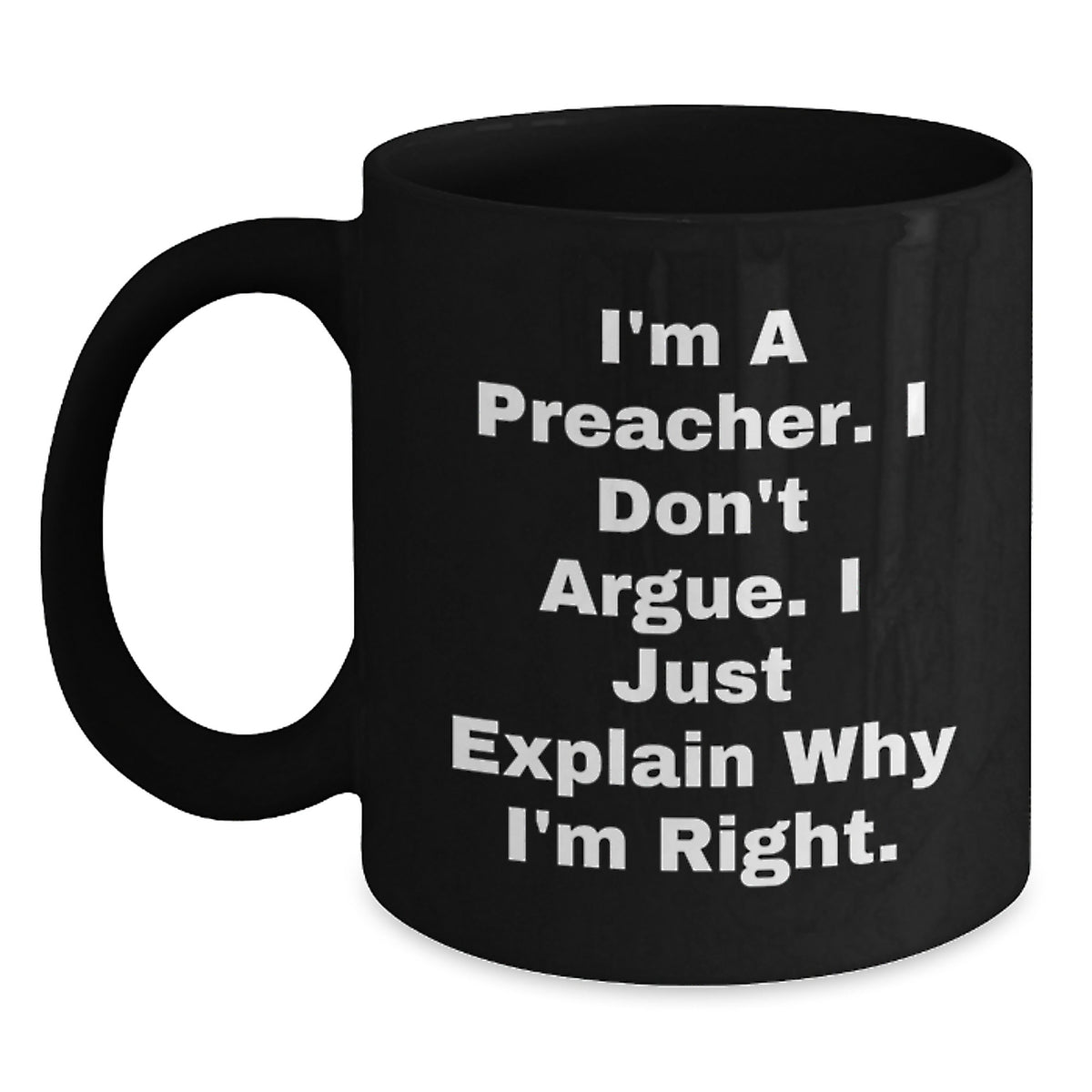 Preacher Humor Gifts from Friends for Preacher, Inspirational Black Coffee Mug, Funny Graduation Unique Gifts - Main