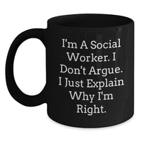 Load image into Gallery viewer, Social Worker Black Coffee Mugs Gifts from Friends for Graduation Funny Quote - Main

