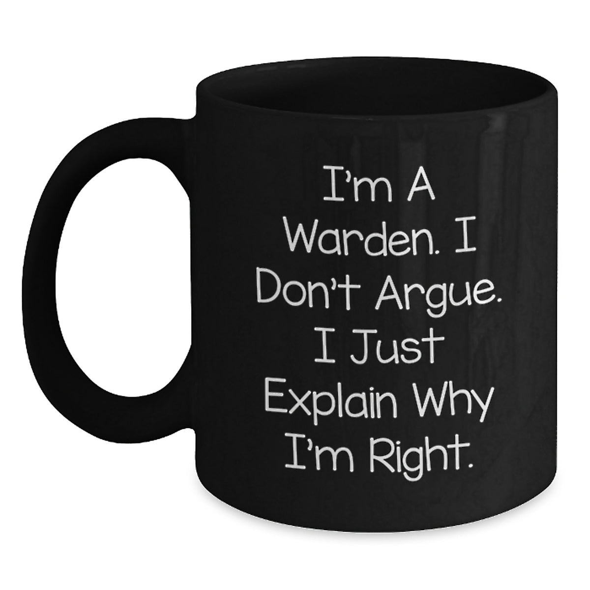 Warden Gifts from Friends, Funny Black Coffee Mug for Graduation, I'm Right, 11oz or 15oz Microwave Safe - Main