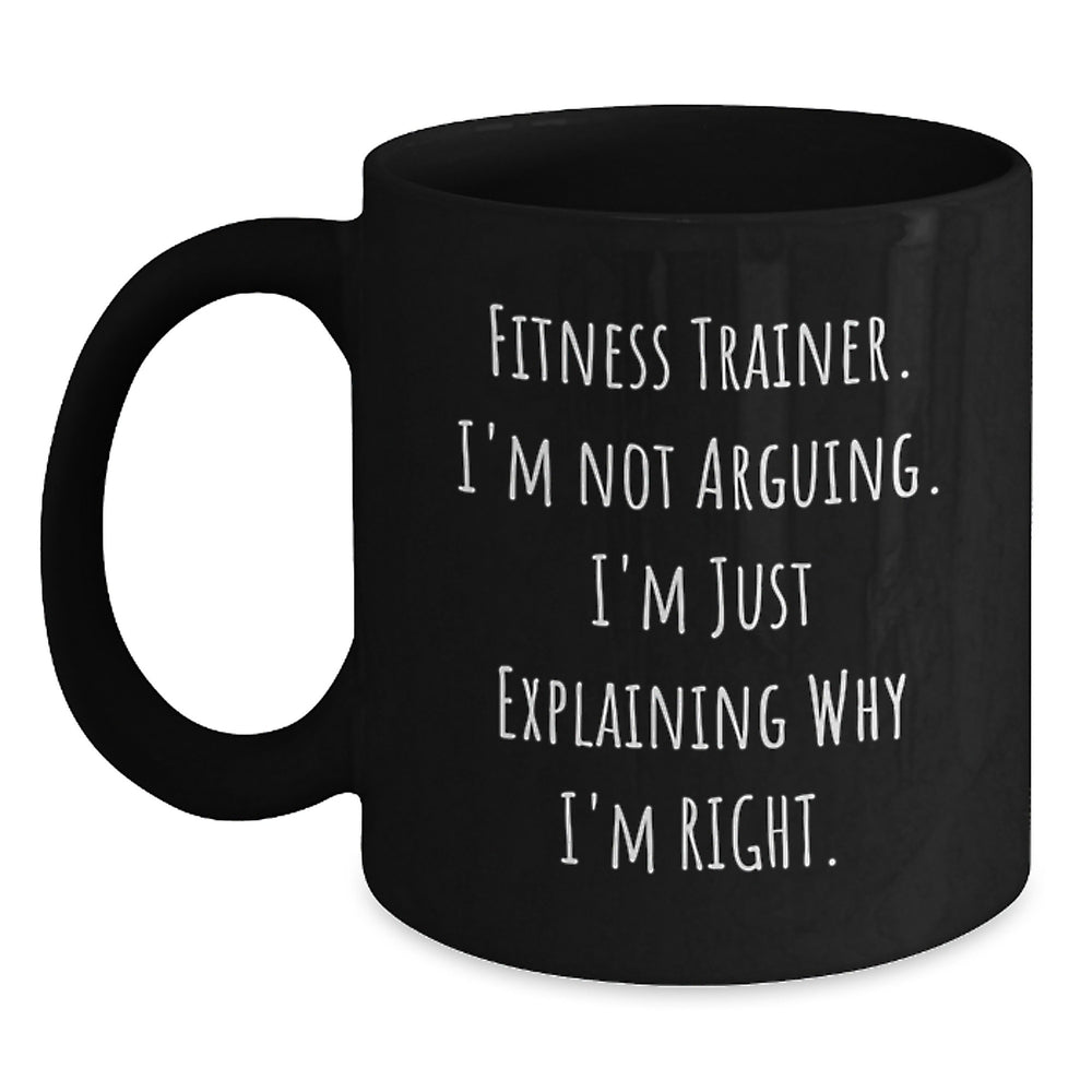 Fitness Trainer Humor Gifts for Him or Her, Funny Black Coffee Mug, Graduation Unique Gifts from Friends, Family, or Coworkers - Main