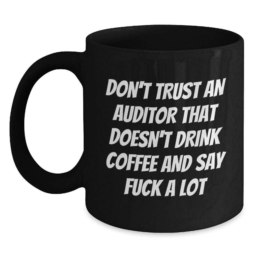 Funny Auditor Gifts from Friends for Graduation, Black Coffee Mug with Inspirational Quote - Main
