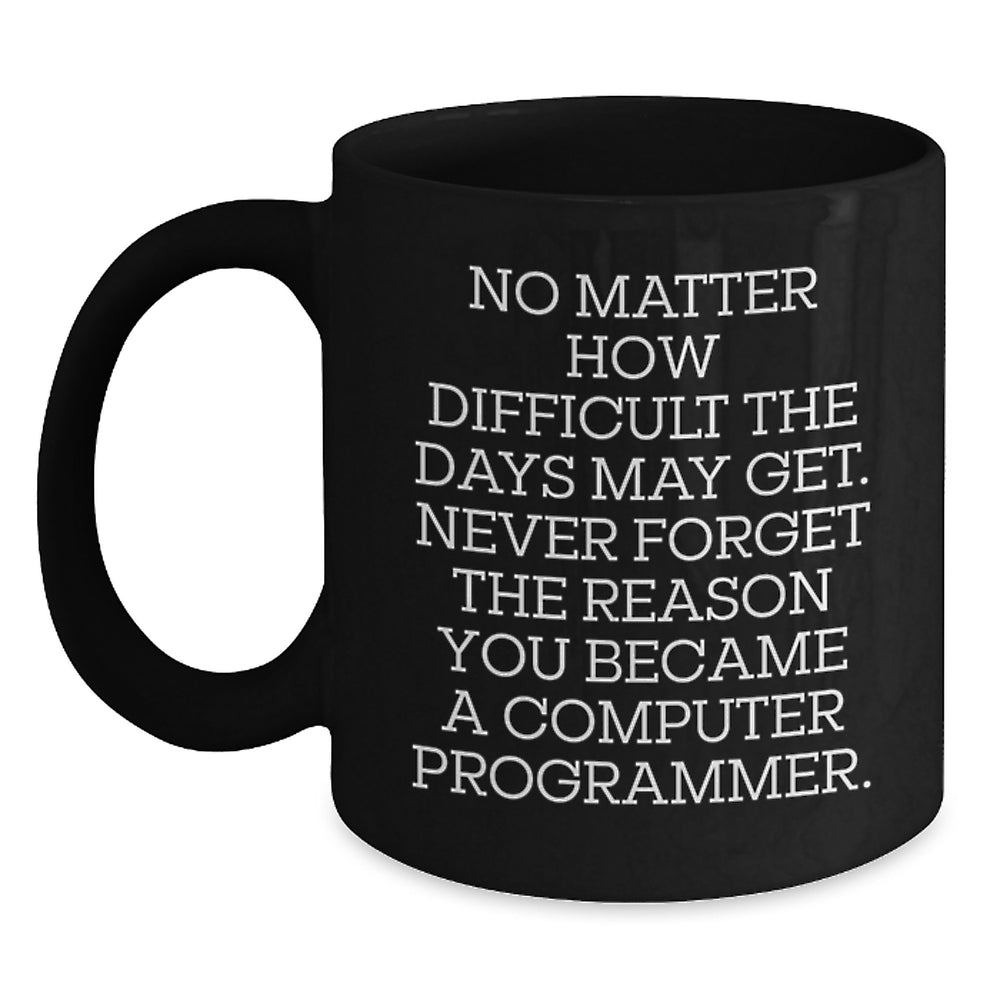 Funny Computer Programmer Gifts from Friends - Inspirational Black Coffee Mug for Birthday - Main