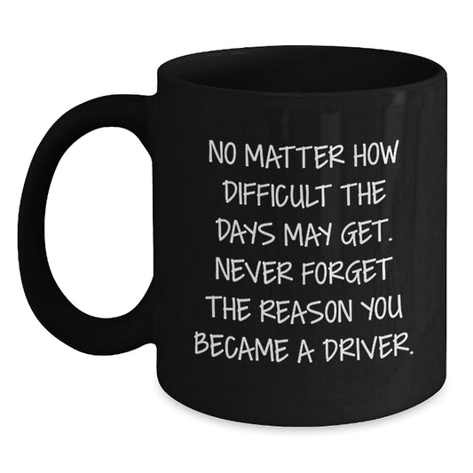 Funny Christmas Unique Gifts for Driver Friends and Family - Inspirational Black Coffee Mug - Main