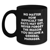 Load image into Gallery viewer, Funny General Manager Christmas Unique Gifts from Men to General Manager Friends, Inspirational Coffee Mug Quote, Black Coffee Mug for General Manager - Main
