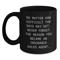 Load image into Gallery viewer, Funny Inspirational Gifts for Insurance Sales Agent, Black Coffee Mug, Christmas Unique Gifts from Friends, Family, Coworkers - Main

