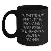 Load image into Gallery viewer, Machinist Inspiration Gifts from Friends for Birthday - Funny Quote Black Coffee Mug, 11oz or 15oz - Main
