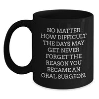 Load image into Gallery viewer, Inspirational Oral Surgeon Gifts from Friends for Him, Her, or Coworkers - &#39;No Matter...&#39; Black Coffee Mug - Main
