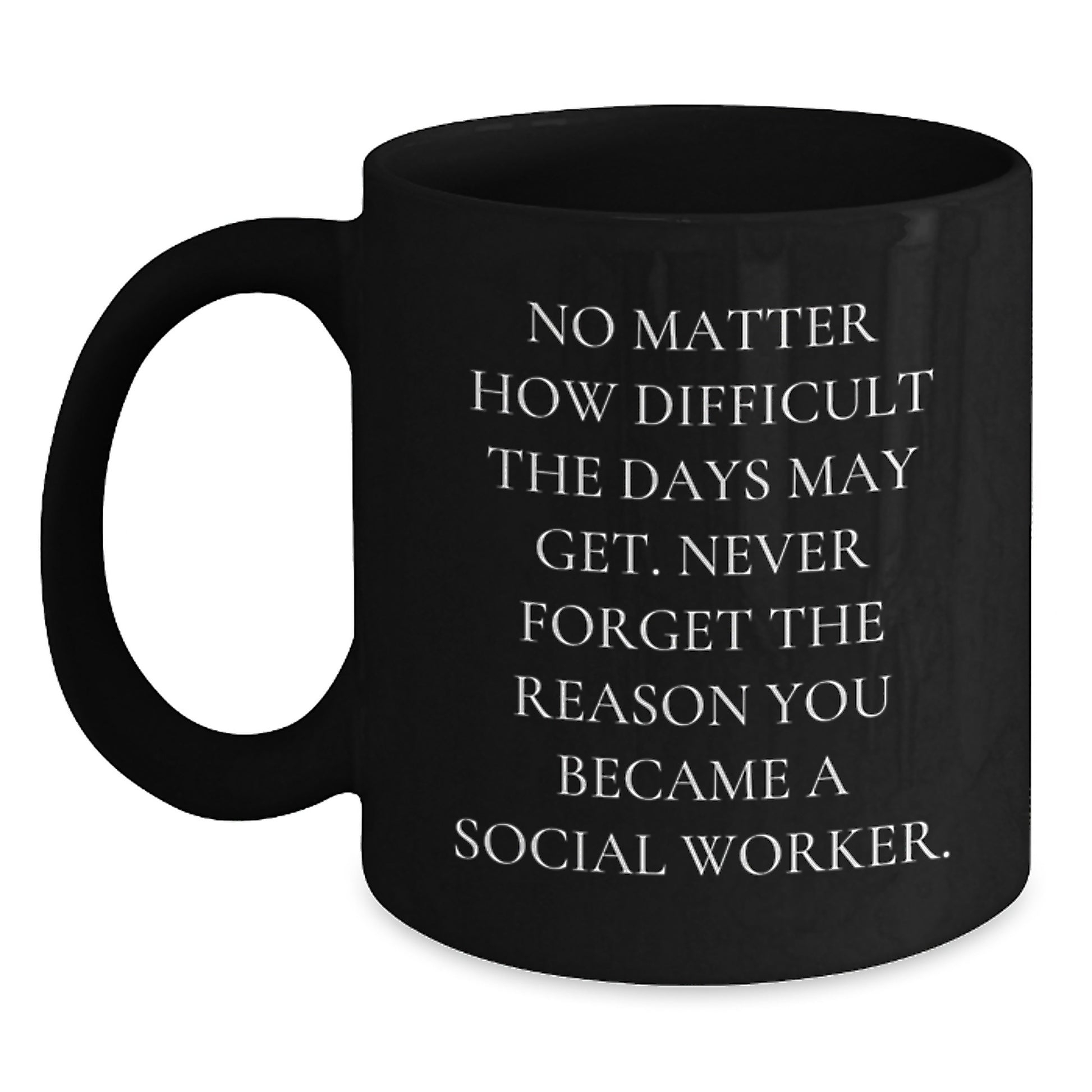 Funny Social Worker Gifts for Him, Birthday Unique Gifts Ideas from Friends, Inspirational Black Coffee Mug Quote Never Forget Why You Became a Social Worker - Main