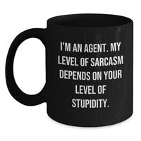 Load image into Gallery viewer, Funny Agent Gifts for Men, Black Coffee Mug with Sarcastic Quote, Christmas Unique Gifts from Friends, Coasters for Agent - Main
