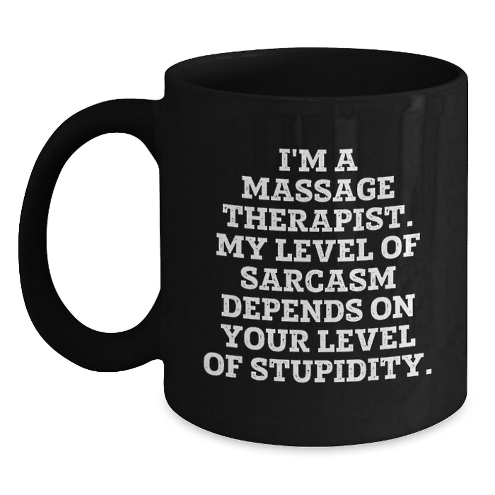 Funny Massage Therapist Gifts from Friends, Unique Black Coffee Mugs for Christmas, Sarcasm Humor, Perfect for Coworkers and Family - Main