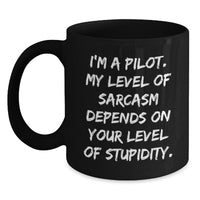 Load image into Gallery viewer, Funny Pilot Gifts for Men - &#39;I&#39;m A Pilot. My Level Of Sarcasm Depends On Your Level Of Stupidity.&#39; Christmas Unique Gifts from Friends - Main
