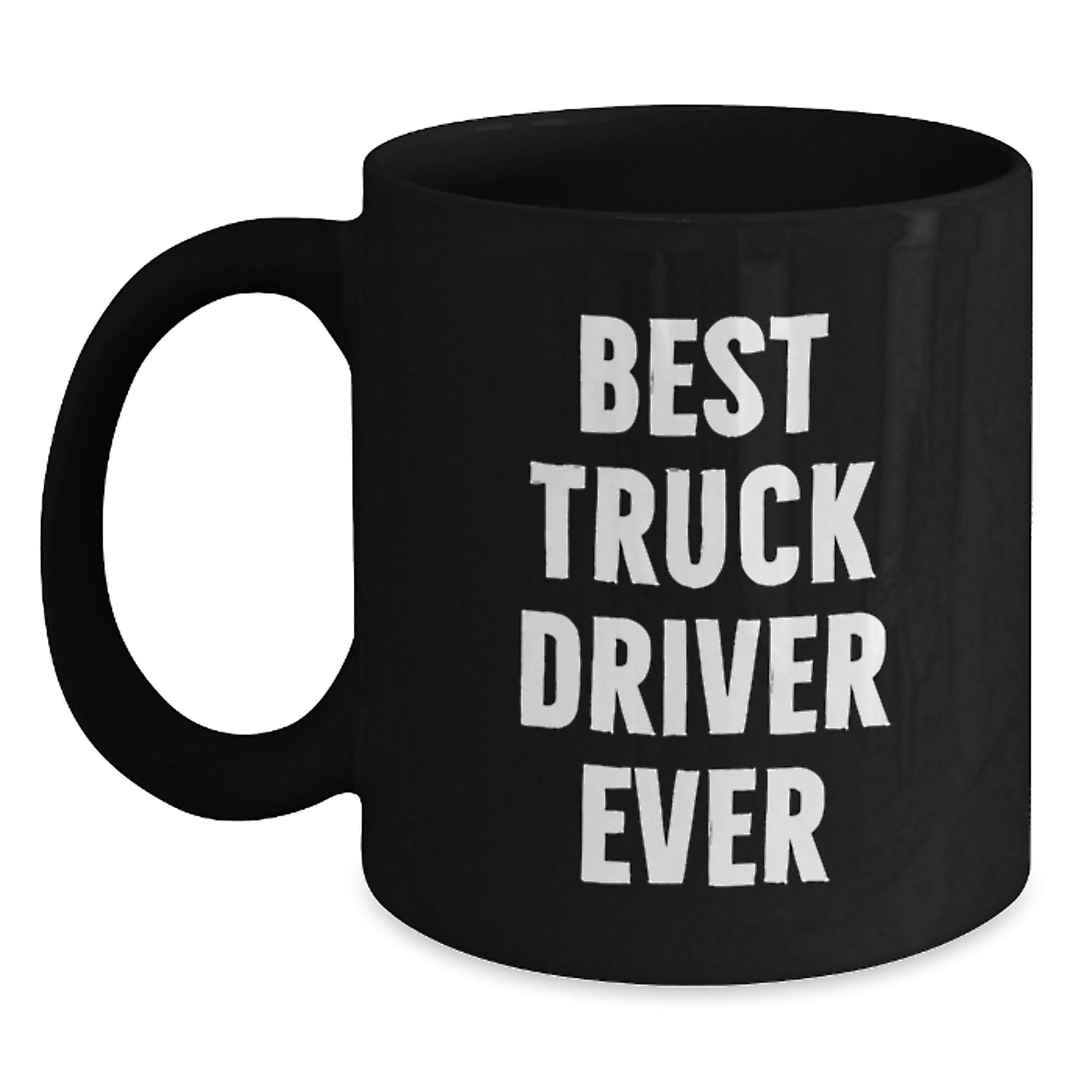 Funny Truck Driver Gifts for Valentine's, Best 'Truck Driver Ever' Black Coffee Mug for Men, Unique Ceramic Mug for Coworkers, Friends, Family - Main