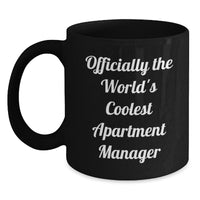 Load image into Gallery viewer, Funny Gifts for Apartment Managers - Officially The Worlds Coolest Apartment Manager Christmas Mug, Black Coffee Cup for Apartment Manager, Unique Gift Ideas - Main
