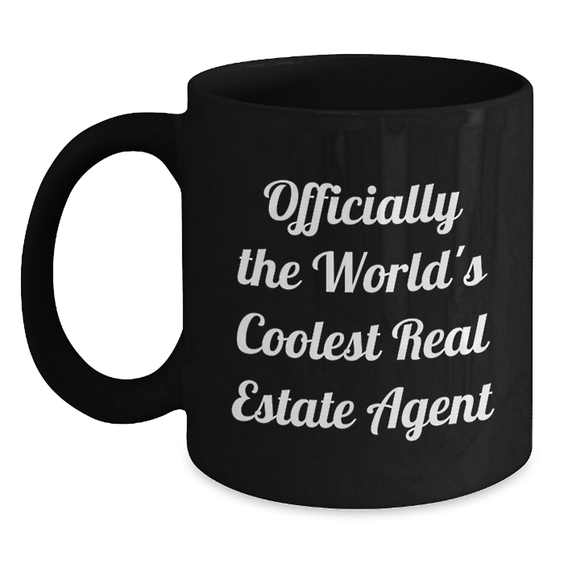 Funny Real Estate Agent Gifts from Friends Christmas Unique Mugs, Officially The World's Coolest Real Estate Agent Quote, Black Coffee Mug for Real Estate Agent - Main