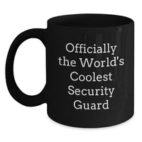 Load image into Gallery viewer, Funny Security Guard Gifts from Friends to Men for Graduation, Black Coffee Mug with &#39;Officially The World&#39;s Coolest Security Guard&#39; Quote, Microwave and Dishwasher Safe - Main
