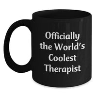 Load image into Gallery viewer, Gifts from Men to Cool Therapist Friends - Officially The World&#39;s Coolest Therapist Black Coffee Mug, Christmas Unique - Main
