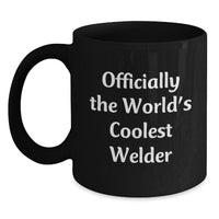 Load image into Gallery viewer, Funny Welder Gifts for Men, &#39;Officially The World&#39;s Coolest Welder&#39; Black Coffee Mug, Christmas Unique Presents - Main
