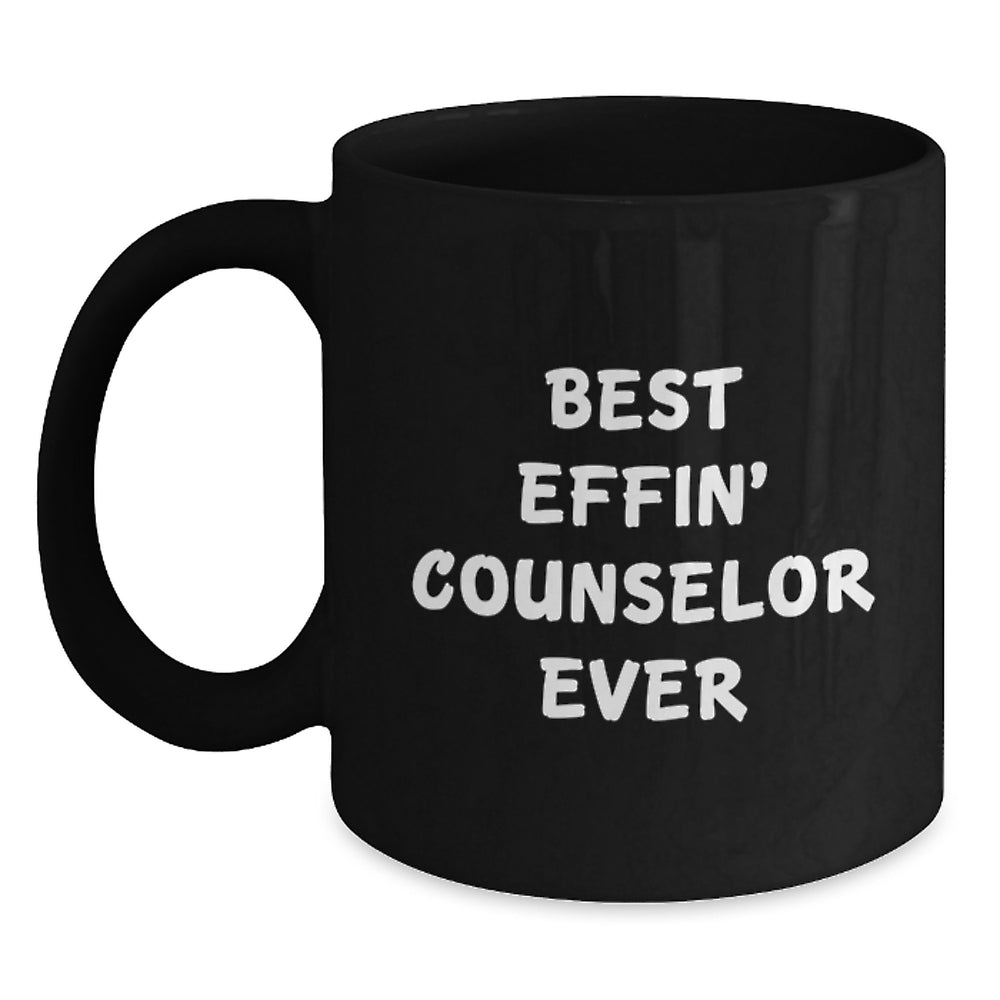 Funny Counselor Gifts from Men to Best Effin' Counselor Ever Mug, Black Coffee Mug for Christmas Unique Gifts - Main