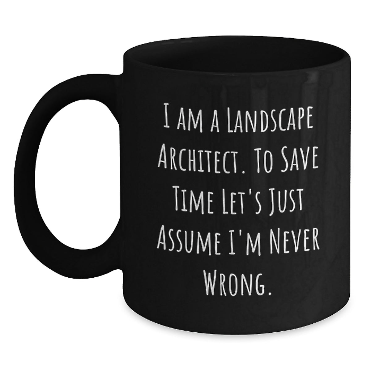 Funny Landscape Architect Black Coffee Mug Gifts from Men to Friends, Unique Christmas Unique Gifts for Women Coworkers, I'm Never Wrong Quote Mug - Main