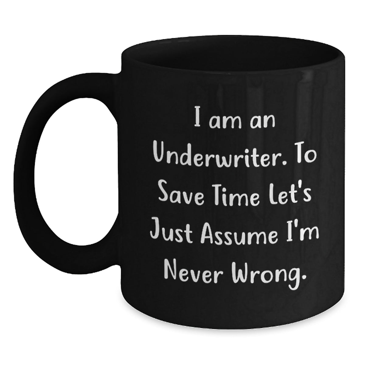 Funny Gifts from Friends for Underwriter Black Coffee Mugs with I'm Never Wrong Quote, Christmas Unique Presents - Main