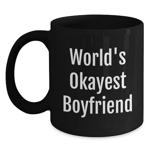 Funny Gifts for Sweetheart from Men - World's Okayest Sweetheart Black Coffee Mug, Perfect Mother's Day Unique Gifts, Black 11oz/15oz Ceramic Mug - Main