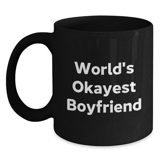 Funny Sweetheart Gifts from Men - World's Okayest Sweetheart Black Ceramic Coffee Mug for Sweetheart on Mother's Day - Main