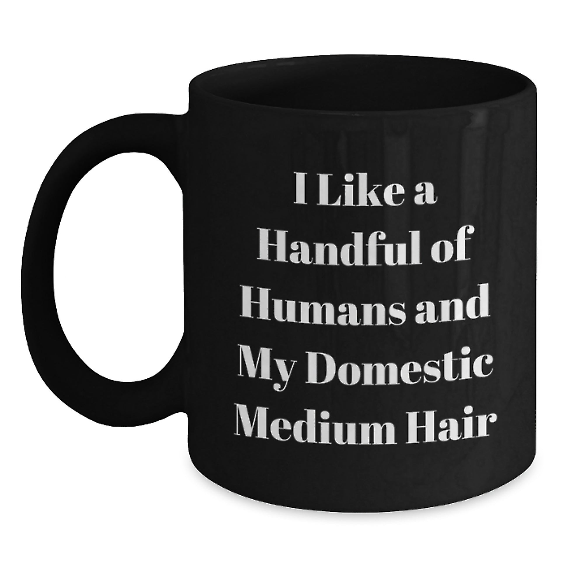 Funny Domestic Medium Hair Cat Lover Gifts from Men to Friends on Mother's Day Unique Black Coffee Mug - Main