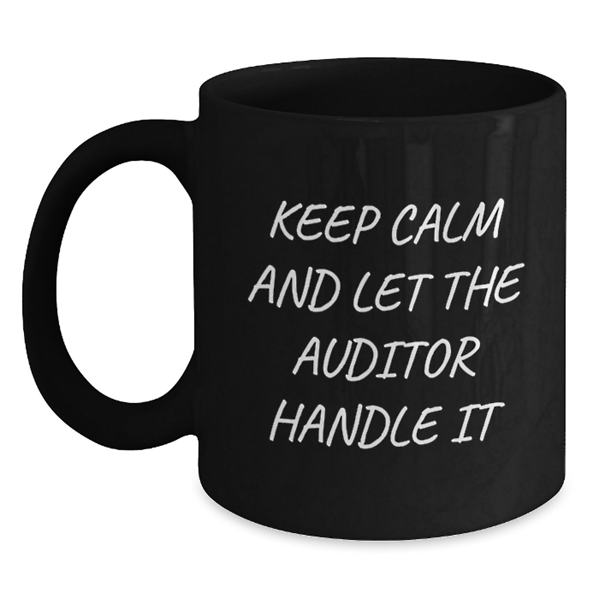 Funny Auditor Gifts, Keep Calm And Let The Auditor Handle It, Black Coffee Mug for Father's Day Unique Gifts from Men to Men or Women - Main