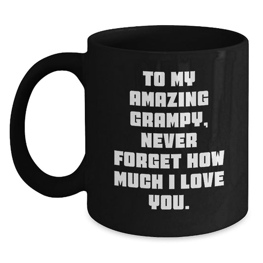 Funny Grampy Gifts from Men to Grampy, Unique Valentine's Gifts for Him, Black Coffee Mug with To My Amazing Grampy Quote - Main