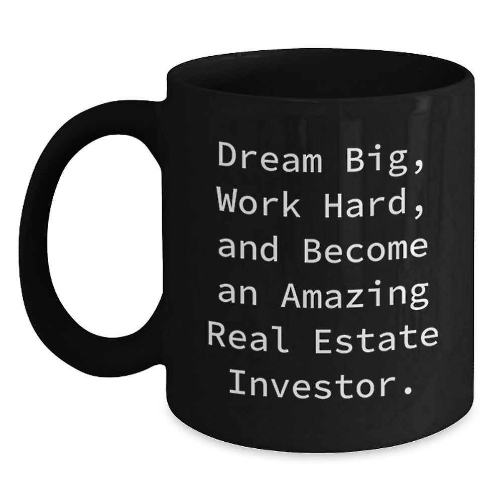Funny Inspirational Gifts for Real Estate Investor Men Black Coffee Mug - Become Amazing Real Estate Investor Gifts from Friends Family Coworkers - Main
