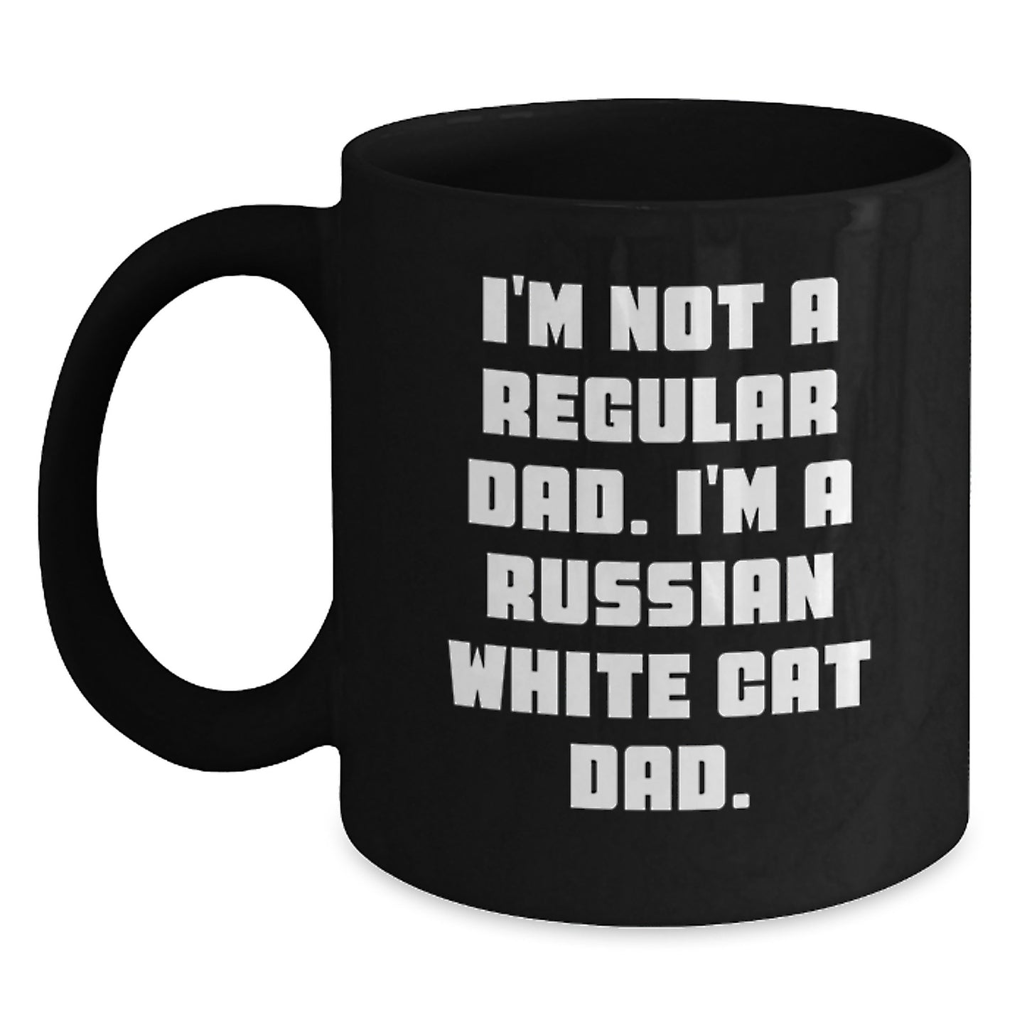 Funny Russian White Cat Dad Black Coffee Mug Gifts for Men from Family - Main