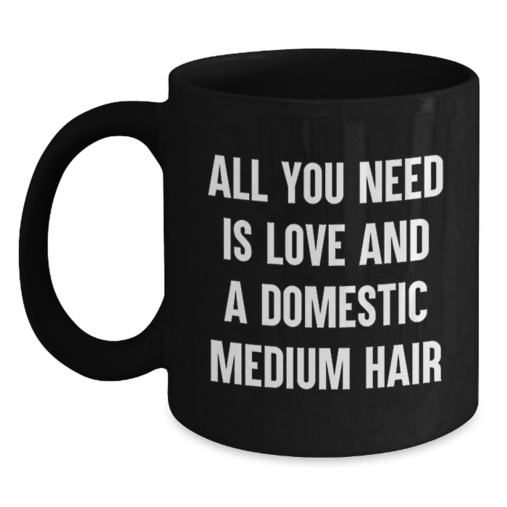 Funny Domestic Medium Hair Cat Gifts for Graduate, Black Coffee Mug with Love Quote, Gifts from Friends - Main
