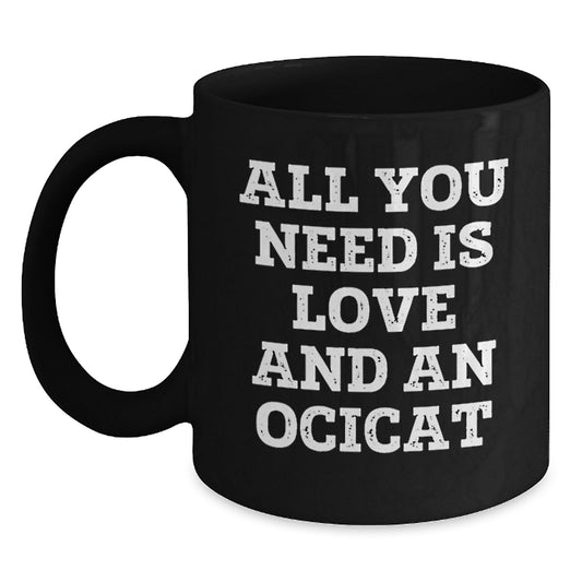 Ocicat Lovers Funny Gifts from Friends, Family, Coworkers, Black Coffee Mug for Men, Women, Graduation Unique Gifts for Him, Her - Main
